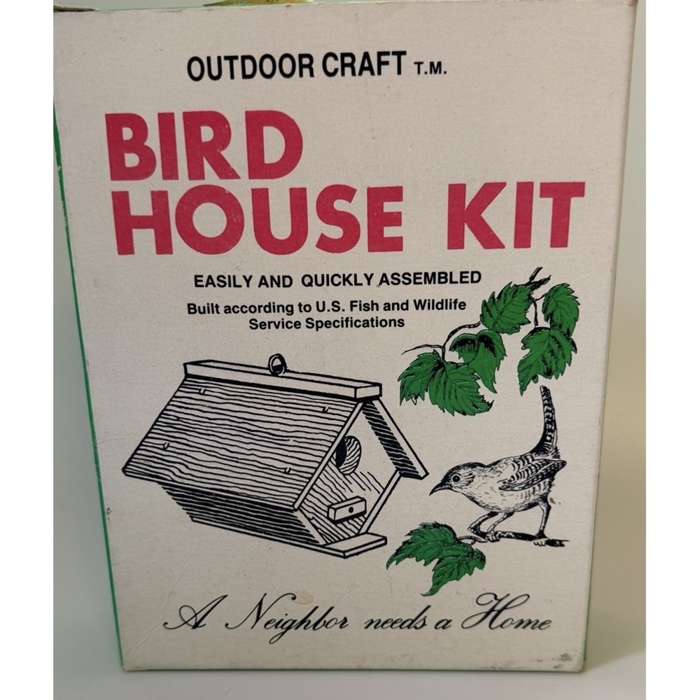 Vintage Bird House Kit Outdoor Craft retro typography Ad Graphic Hobby Collector